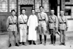 Chen Lifu (second from left) and another official with officers of Nationalist 1st Army, Baoding, Hebei Province, China, 28 May 1928