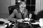 Vannevar Bush at his desk, circa 1949