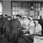 WAAF personnel serving lunch at the RAF depot at Uxbridge, Middlesex, England, United Kingdom, 1944