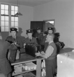 WAAF personnel collecting their baggage, WAAF Demobilisation Centre, RAF Wythall, Worcestershire, England, United Kingdom, 1945