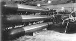A rack of three German G7es Type V Zaunkönig acoustic torpedoes in storage, date and location unknown.