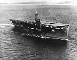 Auxiliary Aircraft Carrier USS Bogue in Measure 21 paint scheme underway in Puget Sound, Washington, United States, 3 Nov 1942.