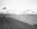 Sunrise in the Atlantic 14 Jul 1943 from Auxiliary Aircraft Carrier USS Bogue just after joining Convoy UGS-12 bound for Casablanca.