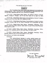 United States Navy Presidential Unit Citation awarded to escort carrier USS Bogue and all of her escorts and air squadrons for performance in six specific sorties of Bogue’s task group from 20 Apr 1943 to 24 Aug 1944.
