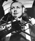 WASP pilot Shirley Slade at the controls of a Martin B-26 Marauder bomber, 1944. Slade had a reputation for flying the difficult-to-handle airplanes like the P-39 Airacobra and the B-26 Marauder.