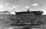 USS Ranger at anchor off Honolulu, Hawaii, 1 Jul 1935.