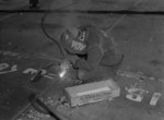 A welder working at Kaiser Richmond Shipyards, Richmond, California, United States, Feb 1943