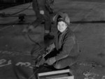 Female welder working at Kaiser Richmond Shipyards, Richmond, California, United States, Feb 1943