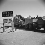 A Matilda flail tank being transported on a Diamond T tank transporter, Buerat, Libya, 27 Jan 1943