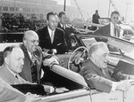 President Franklin Roosevelt touring the Kaiser Oregon Shipbuilding Corporation, Portland, Oregon, United States, 23 Sep 1942. Photo 1 of 2.