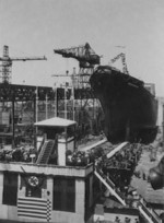 Launching ceremony of Arendskerk, F. Schichau shipyard, Danzig, 1938