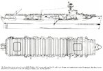 Line drawing of the Bogue-class escort carrier USS Croatan, May 1943.