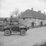 Guy Mk IA armoured car in a village, southern England, United Kingdom, 7 May 1941