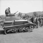 Light Tank AA Mk I of Southern Command during an inspection of an armoured division by Prime Minister Winston Churchill of the United Kingdom, southern Britain, 25 July 1941