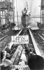 The keel for Fletcher-class destroyer Beale was laid as the ways were cleared by the launching of the Benson-class destroyer Bailey, 19 Dec 1941 at the Bethlehem Steel Corporation, Staten Island, New York, United States.
