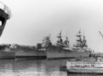 USS Shangri-La, USS Wisconsin, and USS Iowa at Philadelphia Navy Yard, Pennsylvania, United States, 8 Jul 1978