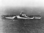 USS Shangri-La underway, Jan 1945; note Camouflage Measure 33, Design 10A