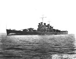 USS St. Louis off Mare Island Naval Shipyard, San Pablo Bay, California, United States, 4 Jun 1941. Note the Measure 5 camouflage with a false bow wave.