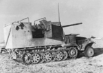 Damaged SdKfz 6/3 Diana self-propelled gun of German 605th Tank Destroyer Division, near El Alamein, Egypt, circa early Aug 1942