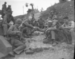 Ernie Pyle with US Marines, Okinawa, Japan, 8 Apr 1945