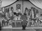 Prime Minister Hideki Tojo bowing at the funeral portrait of Isoroku Yamamoto, Tokyo, Japan, May 1943