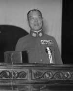 Kuniaki Koiso speaking in Tokyo, Japan, circa 1945