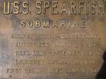 Brass commissioning plate of the USS Spearfish.