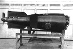 The afterbody of a Mark XVIII torpedo at the Naval Torpedo Station, Newport, Rhode Island, 14 Sep 1945. The afterbodies held the electric motors with the batteries in the mid-bodies. The gyro section has been censored.