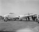 Meteor F Mark III fighter of No. 616 Squadron RAF being pushed to its dispersal point at Advanced Landing Ground B-58 (Melsbroek Airfield), Belgium, 1945