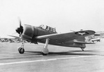 US Navy Lieutenant Commander Eddie Sanders taxiing the captured Japanese A6M Zero fighter 