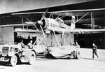 Ar 95 aircraft being towed out of a hangar, 1930s