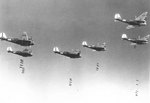 B-10 bombers dropping bombs during an exercise, circa mid-1930s