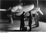 German crew preparing a Bf 110 aircraft for action during the darkness of the night, Germany, 1943