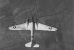 Overhead view of a Douglas B-18 Bolo bomber in flight, showing the close design similarities to the rugged Douglas C-47 Skytrain, mid-1930s