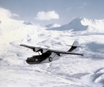 PBY-5A Catalina aircraft of US Navy Patrol Squadron VP-61 in flight in the Aleutian Islands, US Territory of Alaska, Mar 1943. Photo 1 of 2.