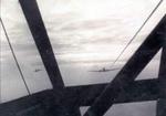 View from cockpit of a CG-4A glider as it was towed by a C-47 Skytrain aircraft, 1944
