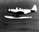 TBD-1A experimental floatplane in low-level flight during torpedo drop tests at the Newport Torpedo Station, Rhode Island, United States, 10 Oct 1941
