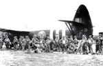 US troops preparing to board Horsa gliders for Normandy, France assault, England, United Kingdom, Jun 1944, photo 2 of 2; note RAF markings recently painted over with USAAF markings