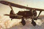 Hs 123A biplane in flight, circa 1942-1943