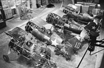 I-15 fighters under repair in a factory, Moscow, Russia, 22 Dec 1941