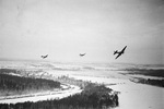 A formation of Soviet Il-2 aircraft in flight near Moscow, Russia, 1 Dec 1941