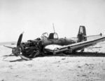 Wreck of a Ju 87B Stuka dive bomber, near Tobruk, Libya, 1941, photo 1 of 2
