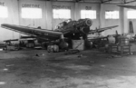 Captured Ju 87B dive bomber in a hangar at Benina, Libya, 15 Jan 1942