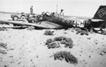 Wreck of a Ju 87D Stuka dive bomber of German Sturzkampfgeschwader 3, North Africa, 1943