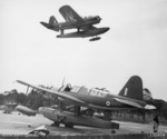 Kingfisher aircraft of No. 1 Flying Boat Repair Depot RAAF at rest, Lake Boga, Victoria, Australia, Aug 1942