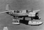 Float variant of the Vought OS2U-2 Kingfisher in flight, location unknown, Jan-May 1942