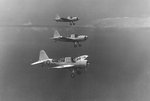 Land-variant OS2U Kingfisher aircraft of US Navy Scouting Squadron 44 flying convoy protection and anti-submarine patrols, Hato Field, Curaçao, Dutch West Indies, 2 Nov 1942-1 Feb 1943, photo 2 of 3