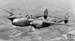 P-38 Lightning aircraft in flight, before Jul 1943