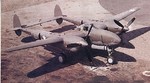 P-38 Lightning aircraft resting on an unknown airfield, 1942