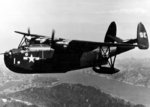 PBM-5S Mariner aircraft of US Navy patrol squadron VP-50 in flight, Apr 1956